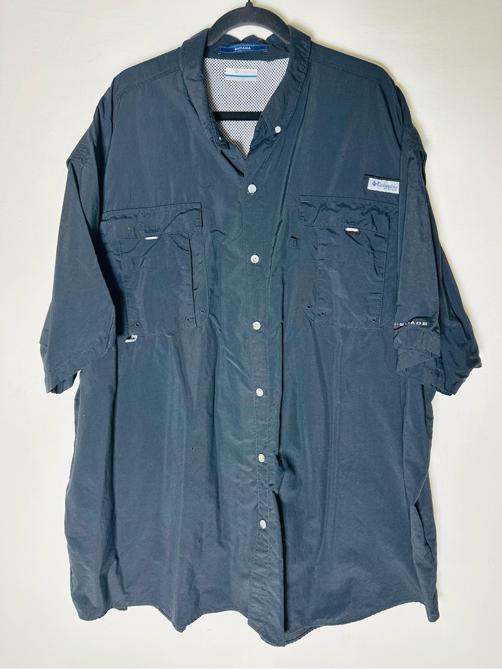 Columbia PFG Bahama II Short Sleeve Fishing Shirt Black Tactel Nylon 4XT